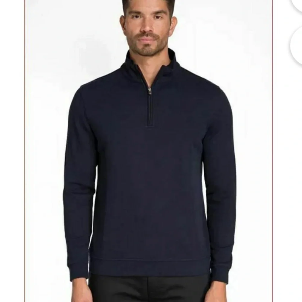 NWT Jared Lang 1/4 Zip Knit Pullover Sweater Navy Blue Size XL
